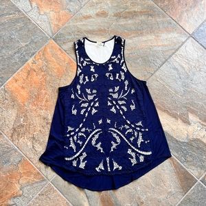 Anthropologie Akemi + Kim Navy Lace Tank Top